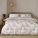 Catherine Lansfield Sloane Geo Omkeerbare Eenpersoons Dekbedovertrek Set met Kussensloop Naturel