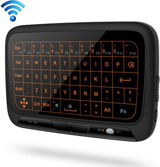 - H18+ 2.4GHz Mini Wireless Keyboard Full Touchpad with 3-Level Adjustable Backlight Black