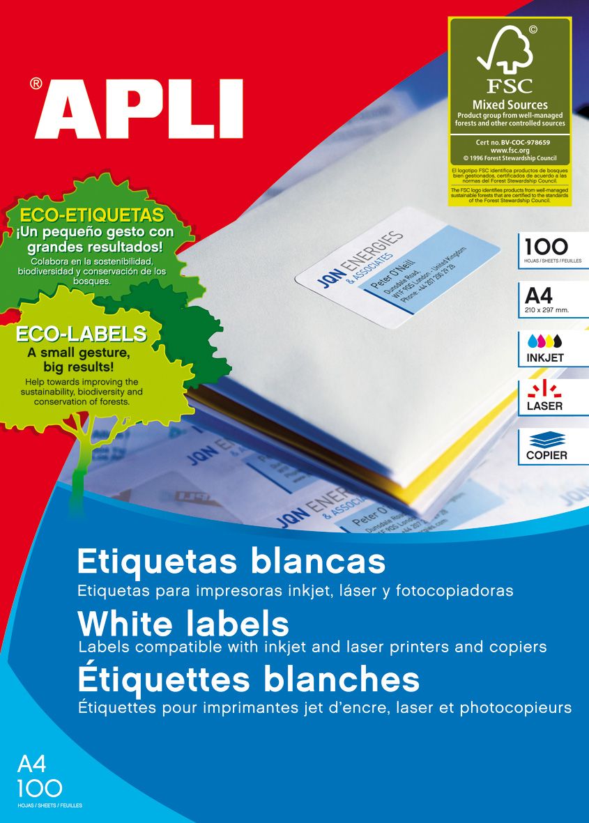 APLI 01279 - Printeretiketten - wit