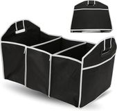 Merkloos / Sans marque Kivora B.V. Opvouwbare auto kofferbak organizer – 3 XXL vakken – Draagbare opberger voor huis en auto – Versterkte handgrepen – Zwart polyester