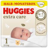 Huggies Babyluiers voor pasgeborenen Newborn maat 1, 100 luiers (2 x 50), halfmaanddoos