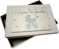 whitecotoncards White Cotton Cards klein fotoalbum blauw kinderwagen-motief