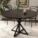 Table à manger - Ronde, diamètre 120 cm - Plateau en bois - Pieds en métal lourd - Convient pour 4 personnes - Design moderne et minimaliste - Noir