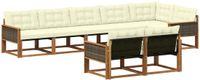 vidaXL - Hoek loungeset - 8 zitplekken - Natuurlijk en crème - Acacia hout