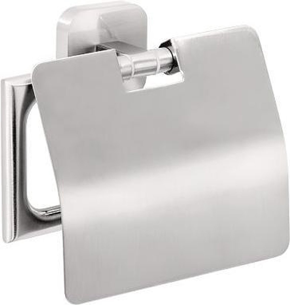 tesa tesa® Esteetic toiletrolhouder met deksel, zelfklevend, roestvrijstalen look