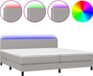 vidaXL Lit plateforme avec matelas et éclairage LED, gris clair, 200x200 cm, tissu