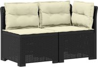 vidaXL Tuinbank met Kussens Rieten Look PP Antraciet
