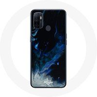 Maniacase Hoesje voor Oppo A53 Rookwolken in blauw grijs en zwart op zwarte achtergrond