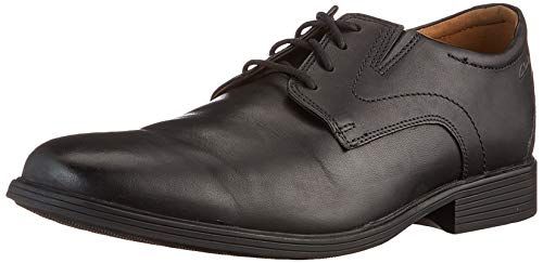 Clarks Whiddon Plain Oxford-schoenen voor heren, zwart leder, 43 EU Breed