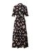 KAFFE Kaffe Maxi-jurk voor dames, met 3/4 mouwen, klassieke kraag, knopen aan de voorkant, casual jurk voor dames (1 stuk)