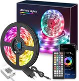 Merkloos RGB LED Strip 15M - Bluetooth Verlichting met Afstandsbediening & App - Muzieksynchronisatie