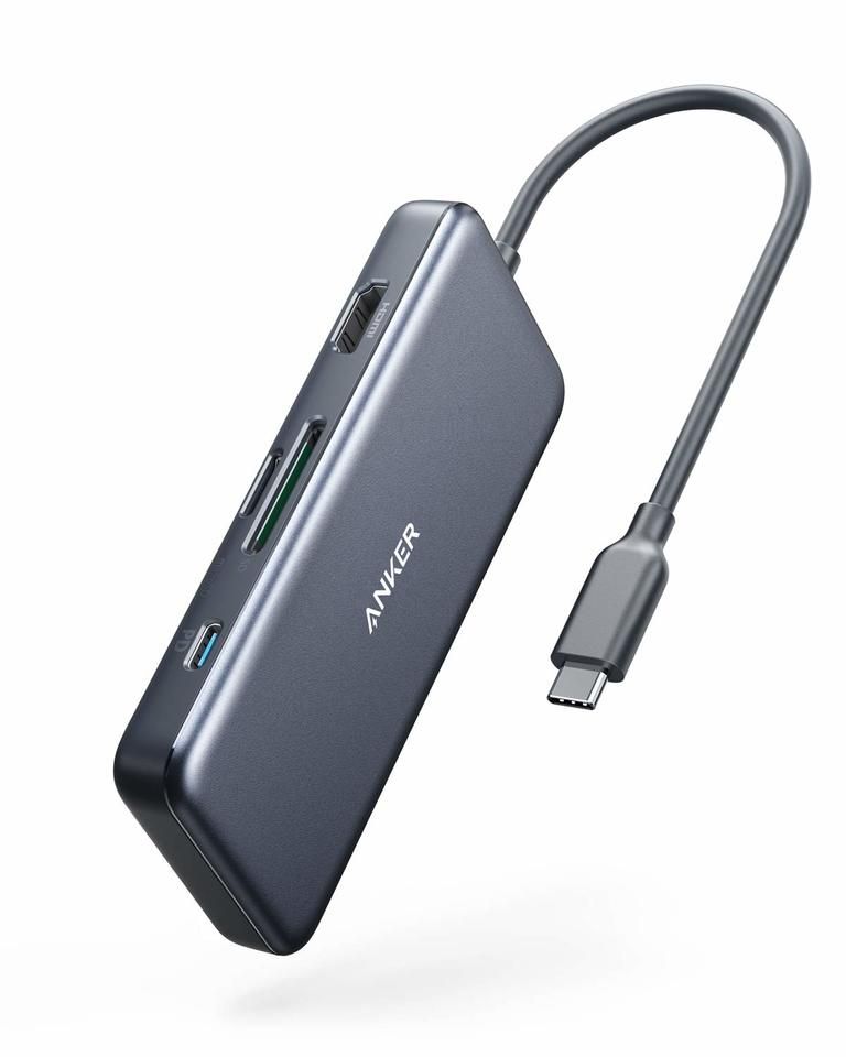Anker A8346 Interface Hub - 5 Poorten - SD/MicroSD Kaartlezer - HDMI - USB 3.1 Gen 1 - USB-C - Grijs