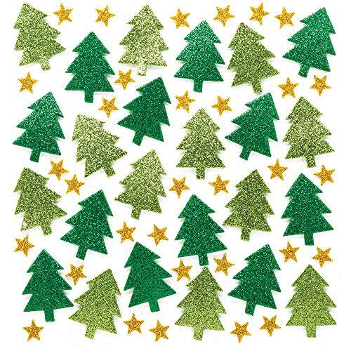 Baker Ross glinsterende sticker "kerstboom" voor kinderen – voor Kerstmis knutselwerk en decoraties (100 stuks)