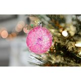 Krist+ Kerstballen - 18x stuks - roze - kunststof - glitter