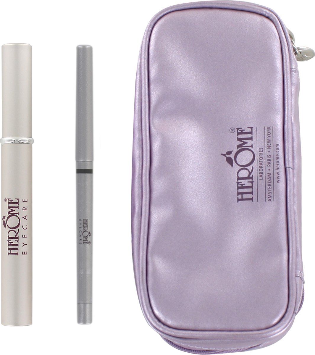 Herome Eye Care Fix & Shape Set - Wenkbrauwgel & Kohl Liner - Zwart - Cadeauverpakking