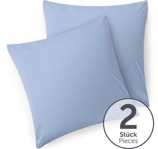 Blumtal - Set Van 2 Kussenslopen - Superzachte Premium Jersey Kussenhoes - 100% Katoen - 60 x 60 cm - Lichtblauw