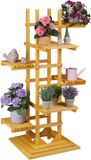 Merkloos Relaxdays plantenrek - 6 etages - 152,5 x 80 x 73 cm - hout - binnen - buiten - natuur