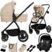 LIONELO Meril 3in1 Landau – Poussette canne, 0-48 mois (jusqu'à 22kg) – Siège auto ADAC, Nacelle XXL toutes saisons avec fonction portage, Roues tout-terrain 360° avec suspension, Adaptateurs universels, Réflecteurs (Beige)