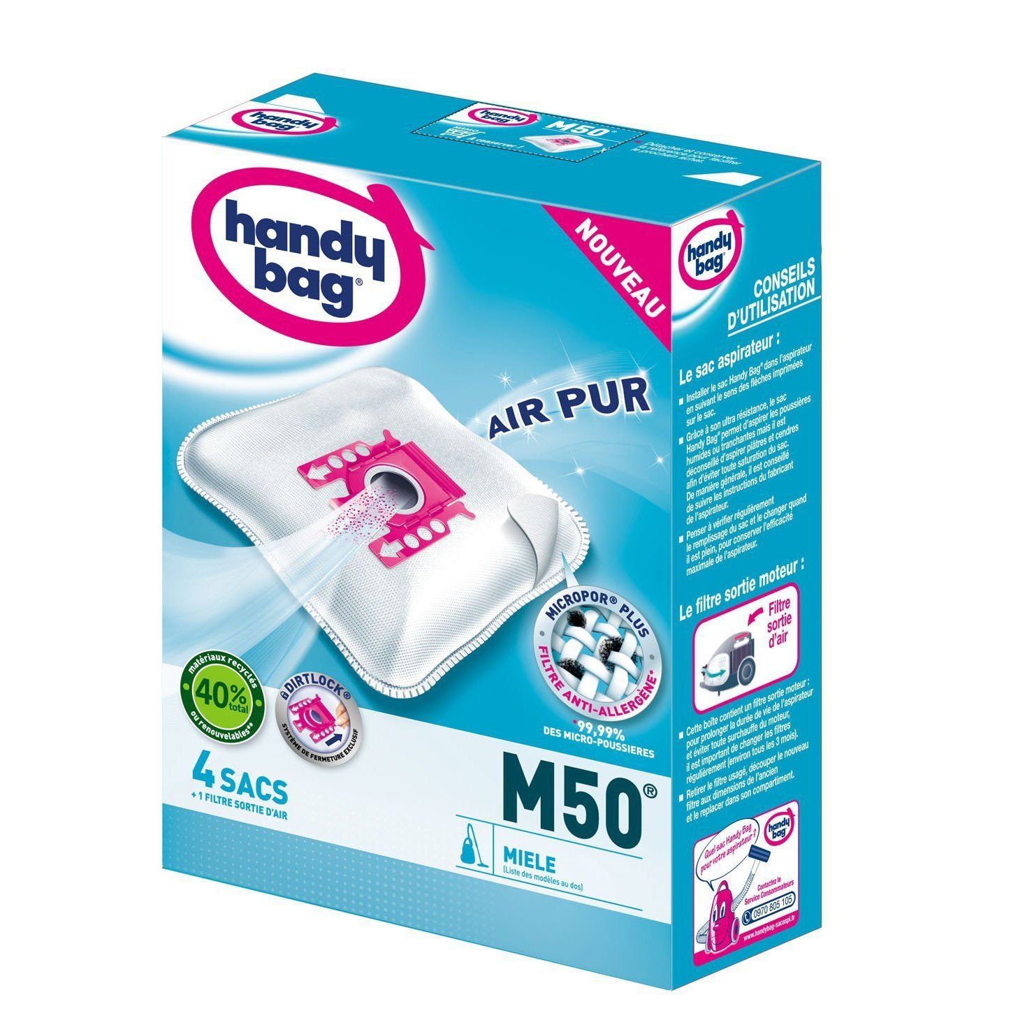 Handy Bag M50 - Stofzuiger Accessoire - Wit - Microvezel