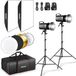 NEEWER S102-400W PRO Flash Set (2 stuks) met 2 x 2,4G trigger, 2 x foto-lichtstatief, 2 x softbox, 5-in-1 reflector, tas, 400Ws GN62 5600K 30W LED instellamp, Bowens Mount stille ventilator