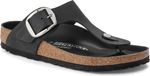Birkenstock Gizeh Big Buckle Oiled Leather Narrow Zwart Dames Teenslipper Maat 38
