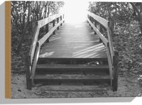 Merkloos / Sans marque Foto op Hout - Trap naar het Strand Zwart-wit - 40x30 cm