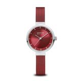 Bering 14627-303 Slim Solar Zilver Rood Dames Polshorloge