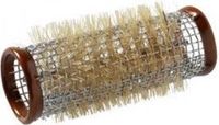 6 HairCare Watergolf draadrollers Metaal 25 mm 12 stuks Bruin