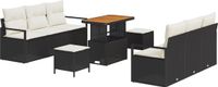 vidaXL Tuinbank Set 9-delig Zwart Polyrattan