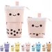 Milktea Étui télescopique 2-en-1 - Porte-stylo extensible avec support - Rose