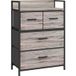 Meuble de rangement industriel commode 4 tiroirs en tissu pliables amovibles plus 1 étagère 60x29x85 cm gris