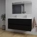 Saniclass Chaci Badkamermeubelset - 120x46x55cm - keramische wastafel wit - 2 wasbakken - 2 kraangaten - 2 lades - rechthoekige spiegel - mat zwart