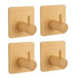 BUDDLEY Wandhaken Bamboe Zelfklevend Set 4 Stuks Naturel