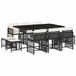 vidaXL 11-delige Tuinset met kussens poly rattan zwart