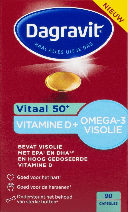 Dagravit Vitaal 50+ Vitamine D + Omega-3 Visolie - 90 Capsules