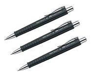 Faber-Castell, POLY BALL 241199 balpen, 0,5 mm M, ergonomische driehoekige vorm, anti-slip schacht, met metalen clip, onuitwisbaar zwart (3 stuks)