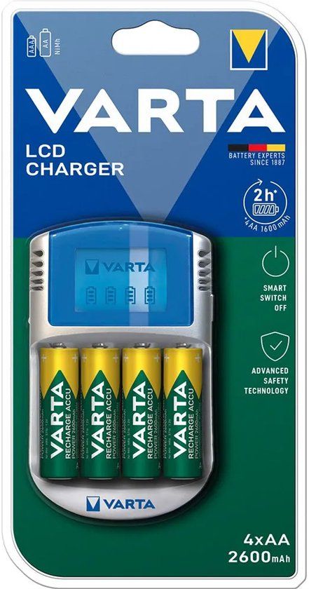 Varta LCD Charger + 4 x AA 2600 mAh NiMH Batteries