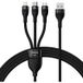 Baseus Flash Series II Câble de charge USB-A vers Lightning/microUSB/USB-C 3-en-1, 66W, 1,2m, Noir