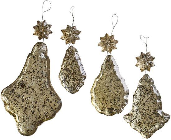 LOBERON Kerstversiering set van 4 Dolenza antiekgoudkleurig