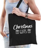 Bellatio Decorations Shoppartners Bv Katoenen tasje Christmas gifts zwart volwassenen - Kerst tasje