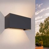 Ledvion - LED Wandlamp - 9,5W - 3000K - IP54 - Tweezijdig - Zwart - Buitenlamp