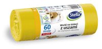 Stella 035144 Vuilniszakken met hengsels voor metaal, plastic en kunststofscheiding, 60 l, 14 stuks, voor huisafval, kantoor, van dikke LDPE-regranulaatfolie, kleur: geel