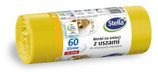Stella 035144 Vuilniszakken met hengsels voor metaal, plastic en kunststofscheiding, 60 l, 14 stuks, voor huisafval, kantoor, van dikke LDPE-regranulaatfolie, kleur: geel