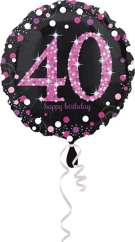 Amscan Folieballon 40 Jaar Sparkling Celebrations Roze 43 cm
