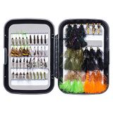 BASSDASH 58pcs Fly Fishing Flies Kit with Fly Box for Trout Fishing Include Dry Wet Flies, Nymphs, Streamers