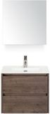 BES LED Dante Badmeubelset 60 cm - Tabacco - Keramische Wastafel Wit Cover met Spiegelkast