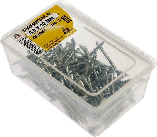 Deltafix Spaanplaat schroef Platte kruiskop 4.0x40mm Verzinkt 100 stuks