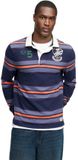 Superdry Double Emblem Stripe Rugbytop Heren S Oranje/Marine Blauw Gestreept