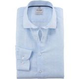 OLYMP Level Five Garment Washed Body Fit Linnen Overhemd blauw, Bedrukt