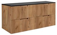 3xE living Armoire de salle de bain, hêtre avec finition noire, 120 x 58,6 x 46 cm